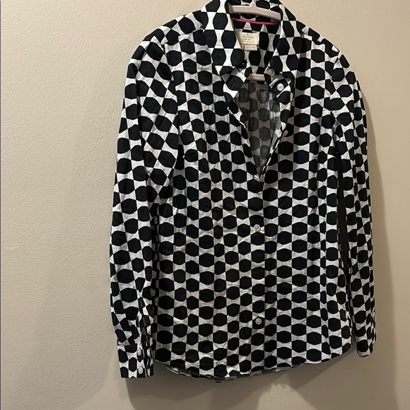 Kate Spade women’s size 0 Black and White Geometric button down - 100% cotton - Picture 1 of 7